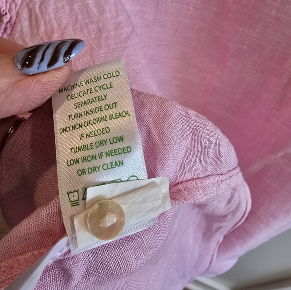 Lilly Pulitzer Briette Button Down Urchin Pink Ruffle Cap Sleeve Blouse Size XL - Picture 9 of 9